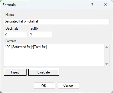 Screenshot: Formula Dialog