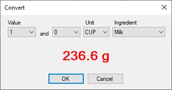 Screenshot: Converting a recipe