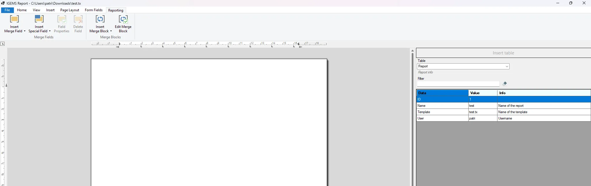Screenshot: Reports