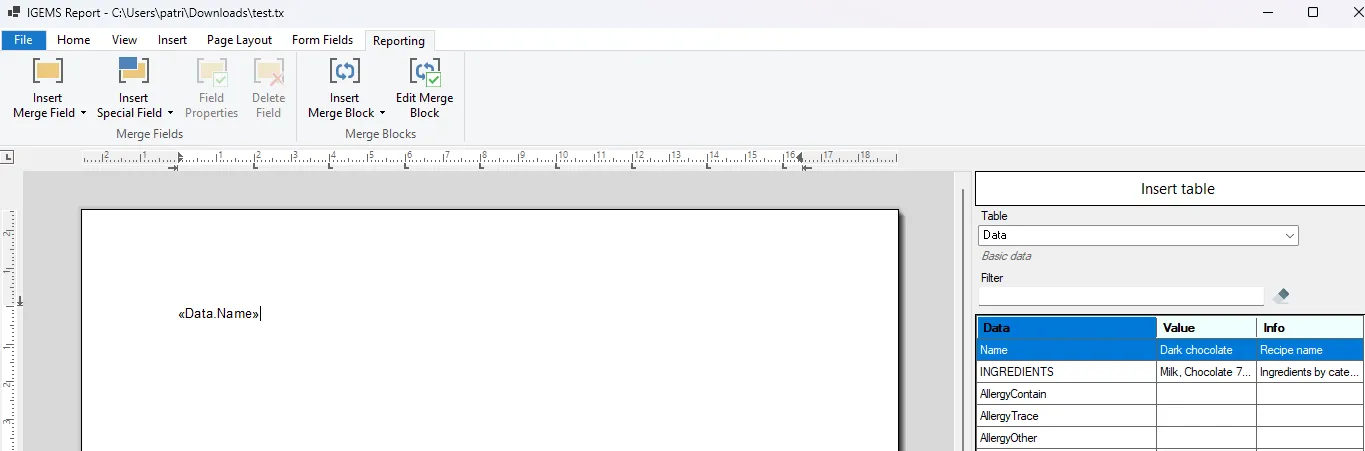 Screenshot: Reports