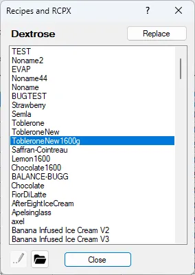 Screenshot: Ingredient Used In Dialog