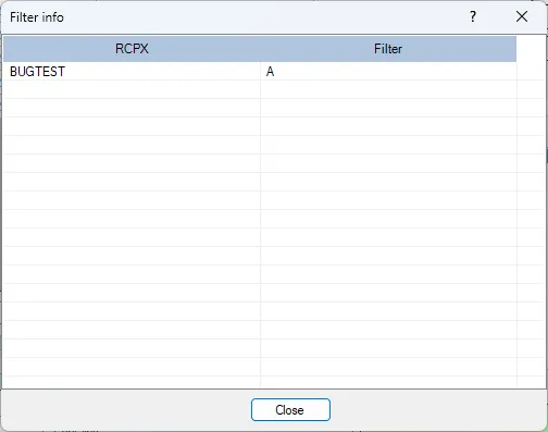 Screenshot: RCPX Filter Dialog