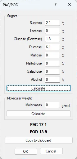 Screenshot: PAC/POD Dialog