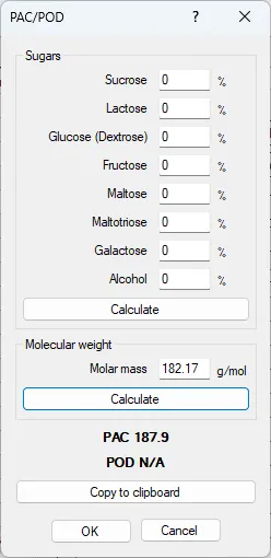 Screenshot: PAC/POD Dialog